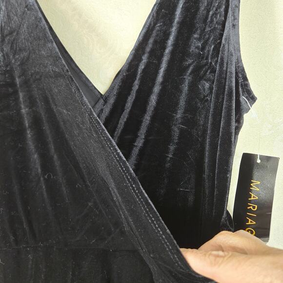 Mariage Velvet Dress sz 14 Black Sleeveless Surplice Neckline Evening Formal - Picture 3 of 14